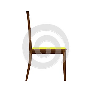 Ð¡lassic chair side view comfortable elegance brown stylish furniture vector icon. Vintage luxury seat interior room