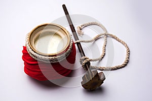 Lassie or lassi drink in terracotta glass