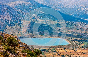 Lassithi plateau with an artificial reservoir, Crete, Greece