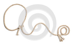 Lasso made of cotton rope on white background