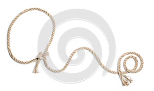 Lasso made of cotton rope on white background photo