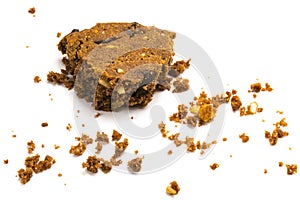 Last bite! Ãâ bitten cookie with crumbs, isolated on white