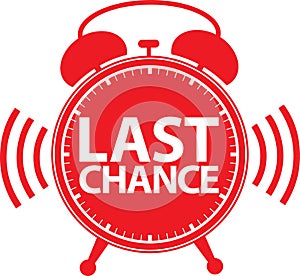 Last chance alarm clock icon, vector
