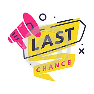 Last Chance Hot Sale Badge with Megaphone as Promo Sticker Vector Illustration