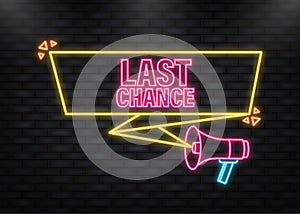 Last chance megaphone yellow banner in flat style. Vector illustration