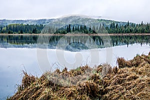 Last days of winter hover over the lake. Swan Lake Provincial Recreation Area Alberta Canada