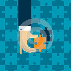 Last detail vector concept with jigsaw puzzle in flat style photo