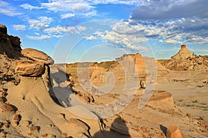 Dinosaur Provincial Park UNESCO World Heritage Site with Badlands in Evening Light, Great Plains, Alberta