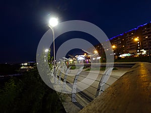 The last evening of summer. Design of the embankment of the Kama River in the city of Naberezhnye Chelny