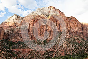 The last golden light on tallest peak in Zion National Park