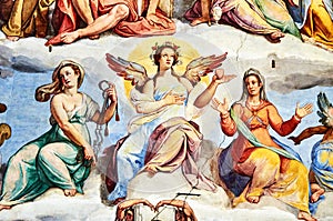 The Last Judgment fresco painted by Giorgio Vasari in the dome of the cathedral of Florence, Italy