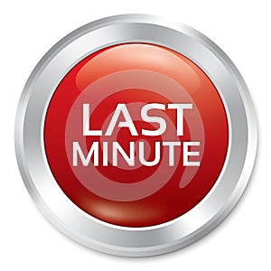 Last minute button. Sale red round sticker.