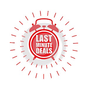 Last minute deals sticker or label - sale badge with alarm clock