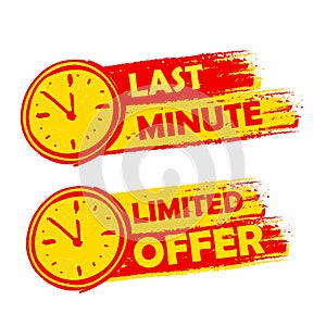 Last minute and limited offer with clock signs, yellow