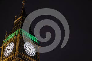 Last part of the big ben tower with Night sky in background