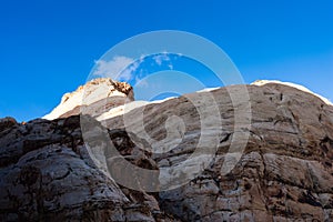 Last rays of sun on the Golden Throne, view from Capitol Gorge - Capitol Reef National Park