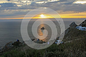 last rays of the sun illuminating island