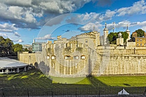 Last Rays of sun over Historic Tower of London, England