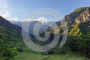 Last rays of the sun in the valley before sunset