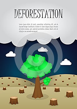 The last remaining trees in the forest, Nature issue deforestation concept