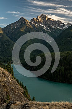 Last Sun Light Of The Day Clings To Colonial Peak Over Diablo Lake