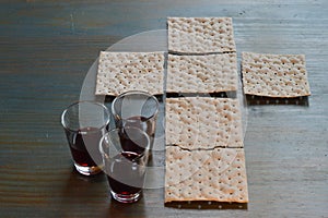 The Last Supper with bread in cross-shape and wine