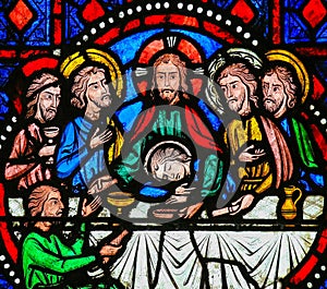 Last Supper on Maundy Thursday - Stained Glass in Tours