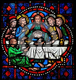 Last Supper on Maundy Thursday - Stained Glass in Tours