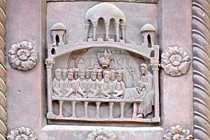 Last Supper on the San Ranieri gate of the Cathedral St. Mary of the Assumption in Pisa