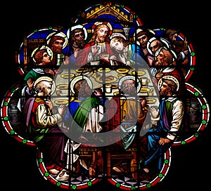 The Last Supper in stained glass