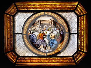 The Last Supper stained glass window panel