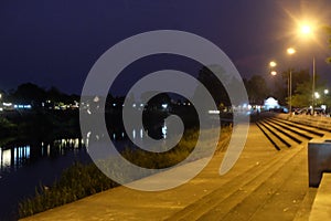 The Last Twilight of the Year over Nan River Bridge at Nan Province Thailand on 31 December 2022