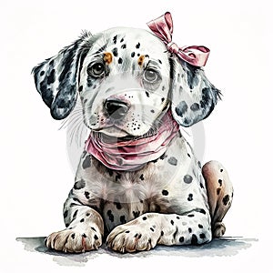 Pink Pastel Headband and Dalmatian Puppy: A Dreamy Duo AI Generated