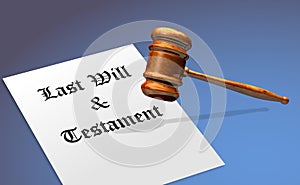 Last Will and Testament Document With Gavel