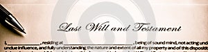 Last Will And Testament Document With Pen