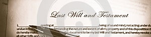 Last Will And Testament Document With Pen