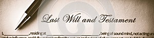 Last Will And Testament Document With Pen