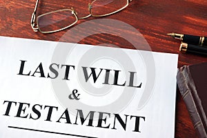 Last Will & Testament form.