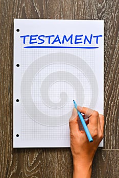 Last will and testament on notebook