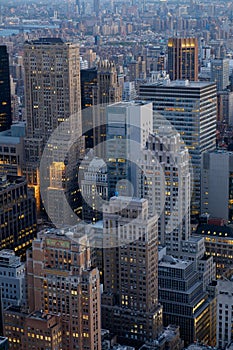 Late afternoon early evening in Manhattan as seen from above