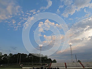 Late afternoon football stadium