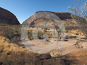 Late afternoon outback in the dry river bed at Simpsons Gap