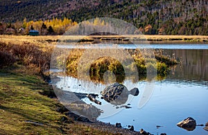 Late autumn landscape of Long Pond, St. John`s, Newfoundland and