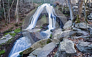 Late Autumn view of Roaring Run Waterfall
