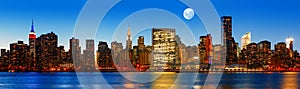 Late evening New York City skyline panorama