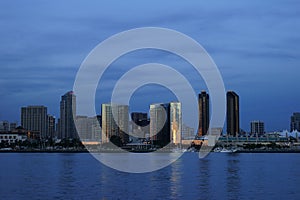 Late evening San Diego Waterfront