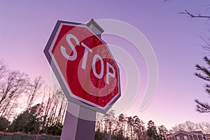 Late evening stop sign