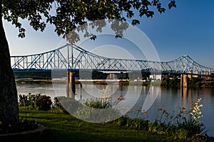 Late Evening View of Historic Ironton-Russell Bridge - Ohio River - Ohio & Kentucky