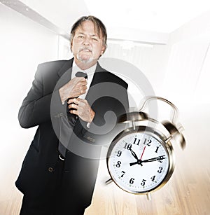 Late man with alarm clock