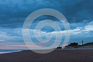 Late night view of the North Sea at Egmond aan Zee